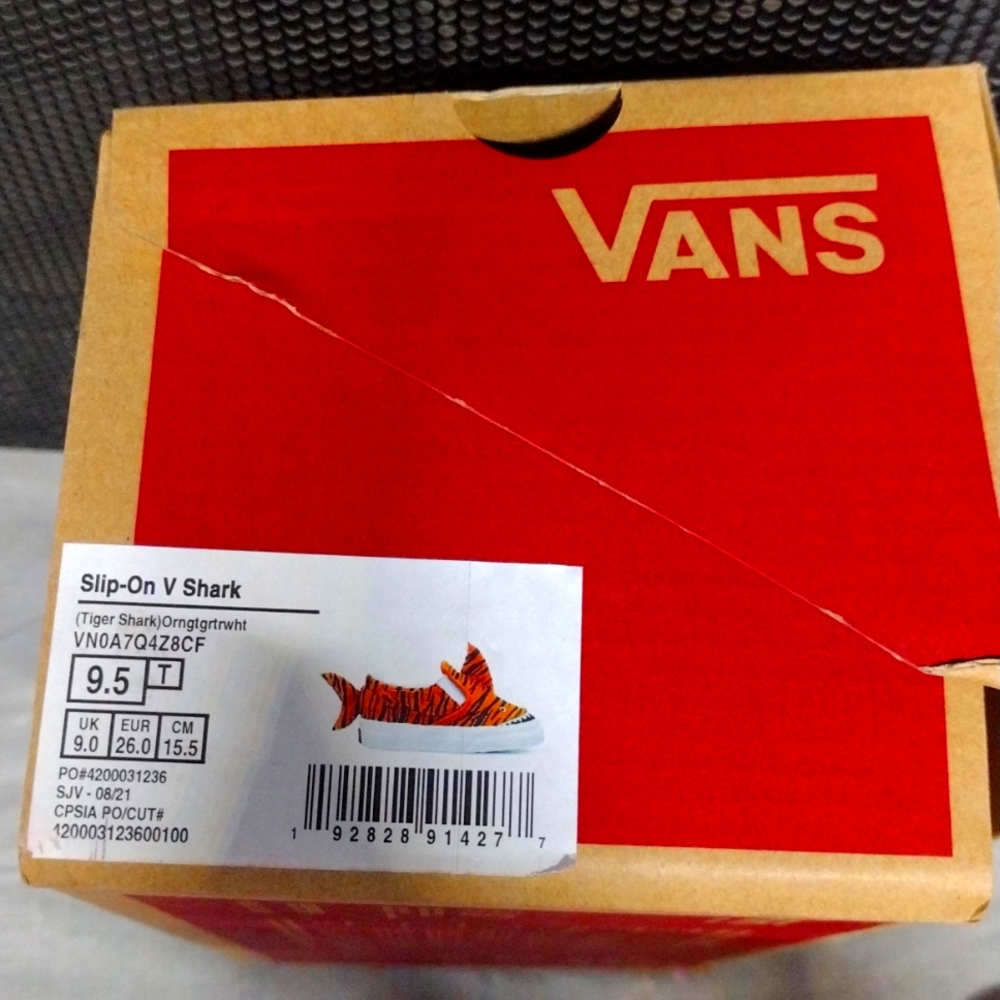 Tiger shark VANs slip ons toddler